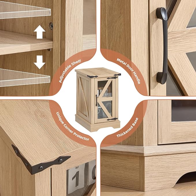 Joaxswe Narrow Night Stand Set 2, Farmhouse Side End Table - Image 6