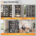 Locking Display Cabinet with Glass Door, 71”H Metal Curio Cabinets with - Image 8