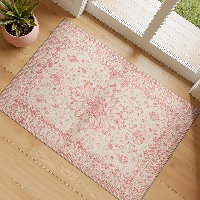 RELEANY Washable Area Rug, Small 2'x3', Water Repellent, Pet Friendly, Vintage by RELEANY