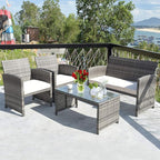 Tangkula 4 PCS Wicker Patio Conversation Set, Outdoor Rattan Sofas - Image 2