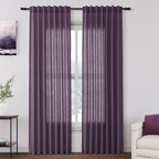 Plum Linen Curtains 84 Inch Length 2 Panels Set by Nanspring