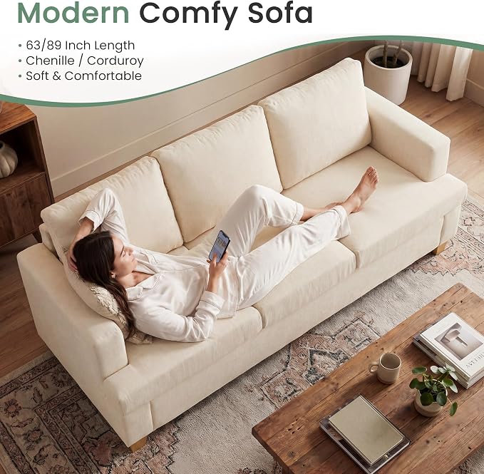 YOUDENOVA 2 Piece Set Comfy Sofa Couch, 2 3-Seater Sofa - Image 5