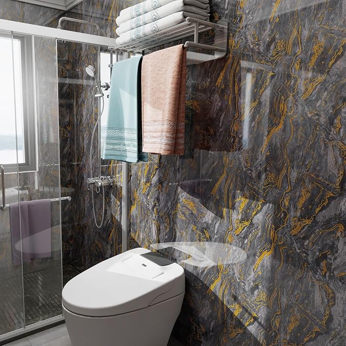 Grey Gold Marble Contact Paper for Countertops A Set of 23.6" X 197"Glossy Peel - Image 8