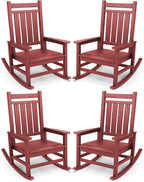 SERWALL Oversized Outdoor Rocking Chair Set of 4, HDPE Rocker by SERWALL