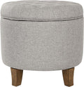 Homepop Home Decor | Upholstered Round Tufted Foot Rest Ottoman | Ottoman by HomePop