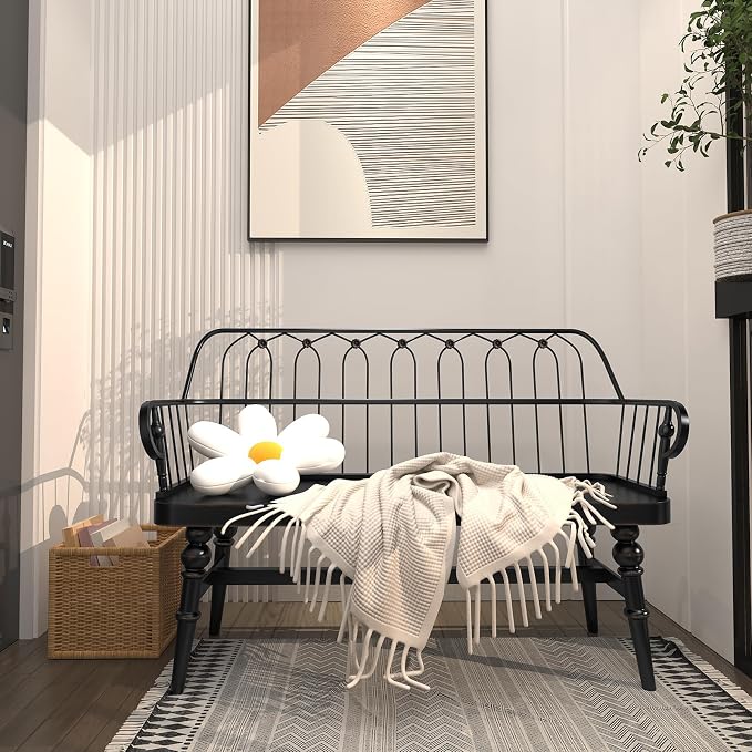 DIBRATY Entryway Bench, Spindle Back Wooden Dinning Bench, Farmhouse Foyer Bench - Image 3