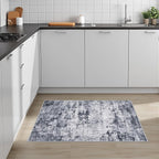 2x3 Washable Entryway Rug: Modern Abstract Indoor Soft Carpet Grey | - Image 3