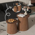 Nesting Coffee Table Set of 2, Round End Table by Lisicues