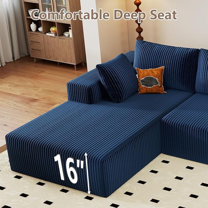 95" Cloud Sectional Couch with L-Shape Chaise, Modular Comfy Sofa Chaise Longue - Image 8