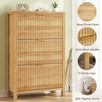 YOMILUVE Shoe Cabinet Storage for Entryway, Fluted Shoe Cabinet - Image 6