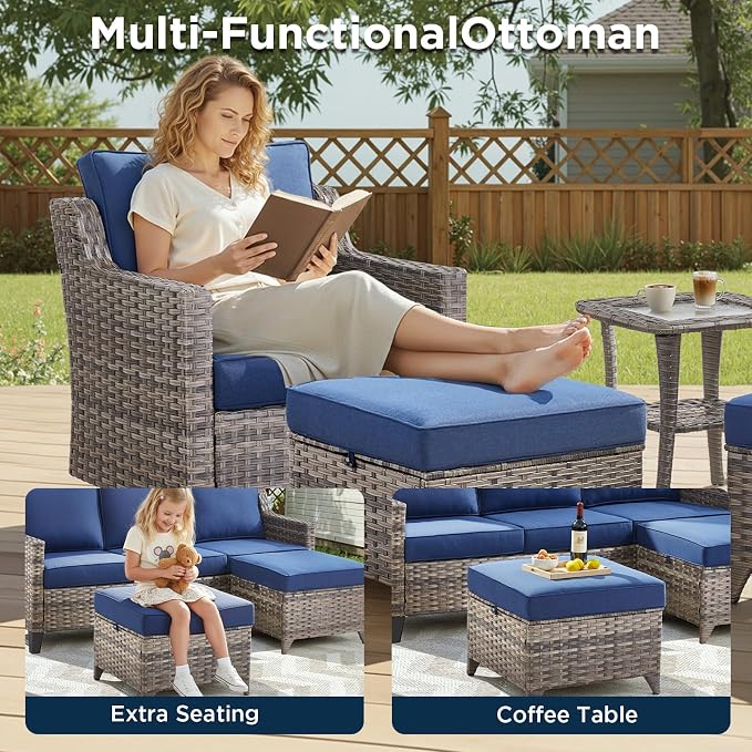 10 Piece Patio Furniture Set-High Back Outdoor Furniture Set Sectional Sofa - Image 4
