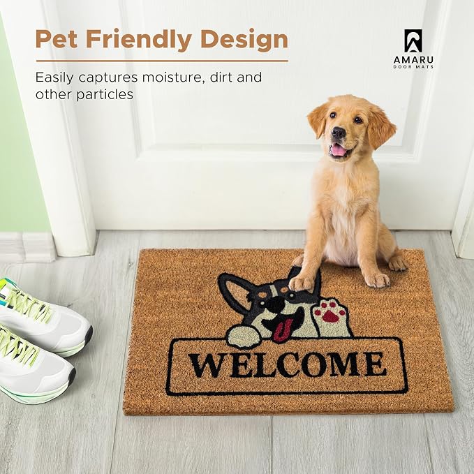 Coir Welcome Mat, Welcome Dog, 17 x 29 in | 100% Natural Coir, Anti-Shedding - Image 7