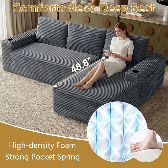 104" Cloud Sectional Couch L-Shaped - Image 7