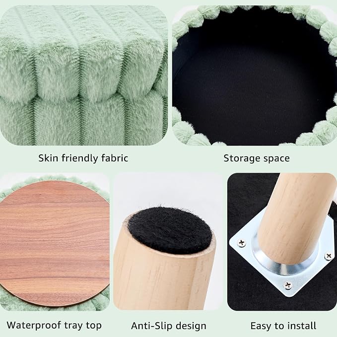 Wimarsbon Storage Ottoman, Modern Round Footrest - Image 6