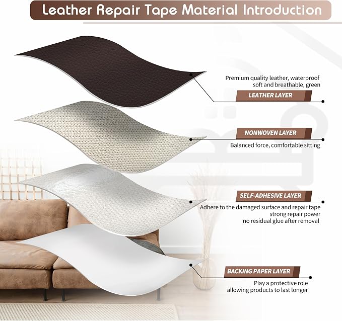 KING MOUNTAIN Leather Repair Patch, 2 Packs 9 x 11 Inches self Adhesive Leather - Image 3