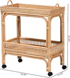 Bali & pari Lombok Modern Bohemian Natural Rattan 2-Tier Wine Cart - Image 10