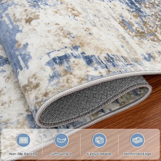 Aelenmu 8x10 Area Rugs for Living Room Bedroom Dining Room Washable Blue | Soft - Image 4