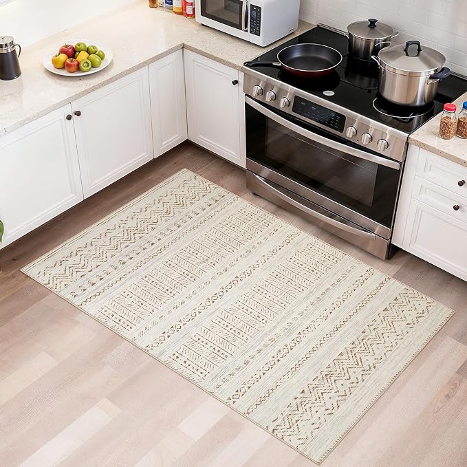 cotiled Washable 3x5 Entryway Rugs: Boho Moroccan Soft Small Rug | Solve Modern - Image 3