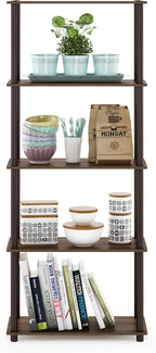 Furinno TURN-N-TUBE Storage Shelves, 5-Tier Book Shelf, Corner Shelf, Toolless - Image 4