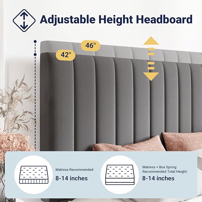 Allewie Full Size Storage Bed Frame, Vertical Channel Tufted Adjustable - Image 4