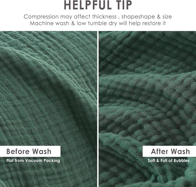 EMME Muslin Blankets for Adults Forest Green Small Blanket 40" x 50" | Throw - Image 5