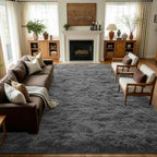 9x12 Extra Large Dark Grey Fluffy Area Rug Non-Slip by ModernHomeDecor