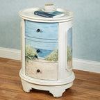 Ocean View Coastal Oval Side Cabinet | Handpainted Beach Scene - Image 2