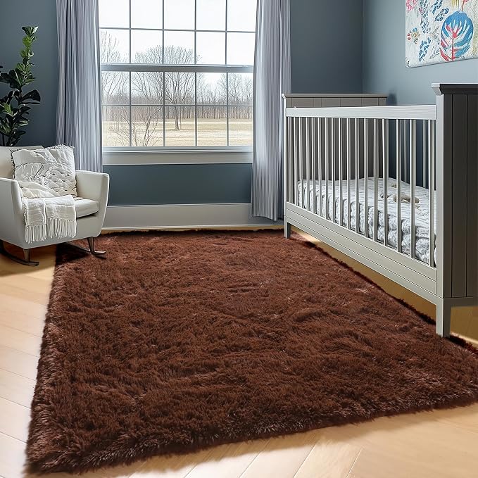 Brown 8x10 Area Rugs for Living Room, Large Fluffy Shag Bedroom Rug, Soft Plush - Image 6