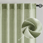 MIULEE Sage Green Linen Curtains 42x84 Inch Length 2 Panels - Image 2