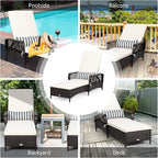 COSTWAY PE Rattan Chaise Lounge Chair, 6 Gear Adjustable Recliner - Image 5