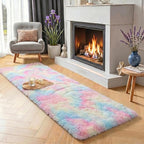 Rainbow Runner Rugs for Girls Bedroom Plush Fluffy Hallway Rug 2x6 Ft | Kawaii by PAGISOFE