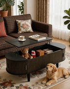 Oval Coffee Table with Storage, 47.2" Fluted Lift Top Coffee Table with 180° - Image 7