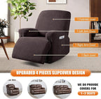 VANSOFY Oversized Recliner Chair Cover, 4-Pieces Stretch Recliner Covers - Image 7