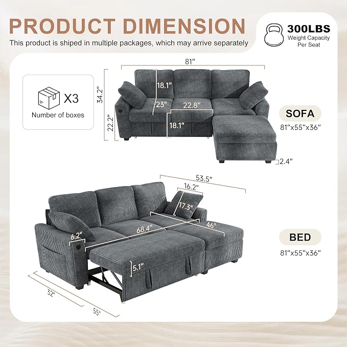 Hanherry 81" Sectional Couch - Image 2