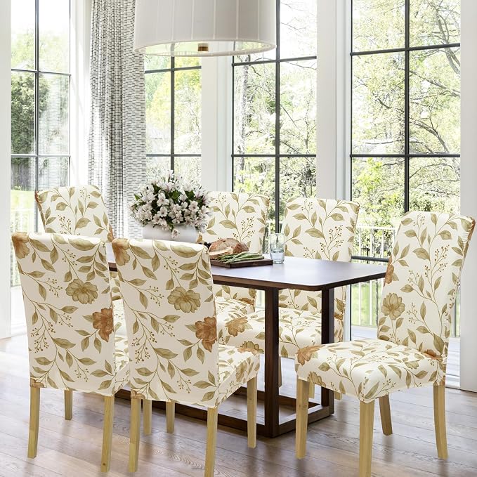 BIETYONE Stretch Dining Chair Covers Set of 6, Soft Removable Washable Kitchen - Image 2