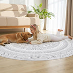 cotiled 6x6 Round Rug 6ft Circle Living Room Boho Area Rugs | Washable Foldable - Image 7