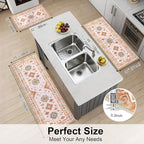 HEBE Boho Kitchen Rugs Set of 3, Non Slip Washable Kitchen Mats - Image 2