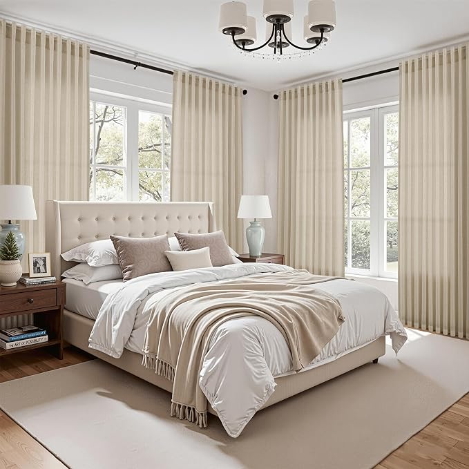 Eggshell Beige Linen Curtains 96 Inches Long - Image 7