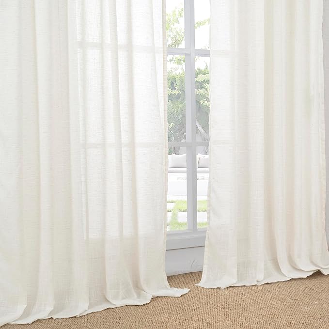 BGment Linen Semi Sheer Curtains 52X63 Inch Length - Image 8