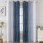 Navy Blue and Greyish White Blackout Curtains - Image 2