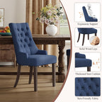 COLAMY Fabric Side Dining Chairs Set of 2, Wingback Upholstered Dining Room - Image 4