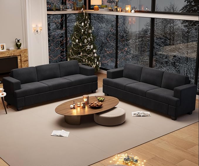 YOUDENOVA 2 Piece Set Comfy Sofa Couch, 2 3-Seater Sofa by YOUDENOVA
