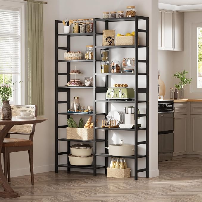 Homykic Double Wide Bamboo Bookshelf Black, 6-Tier Large Open Bookcase - Image 6