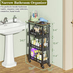 OKZEST Utility Slim Storage Cart, 4 Tier Small Rolling Kitchen Laundry Room Cart - Image 3