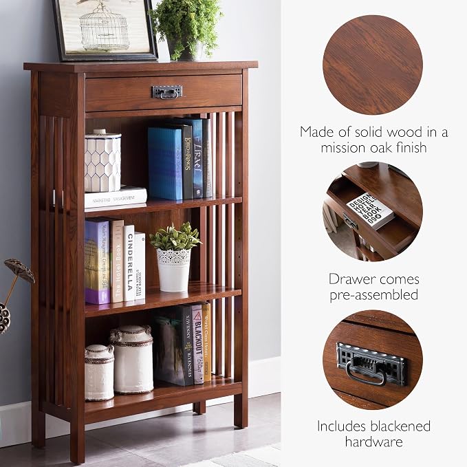 Leick Home 82262 Mission Mantel Height Bookcase - Image 7