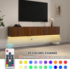 71” Floating TV Stand with LED Lights & Charging Station, Wall Mounted - Image 4