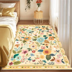 RELEANY Floral Washable 5x7 Area Rugs Ivory/Yellow | Flower Carpet Print Boho - Image 9