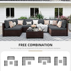 UPHA 7 Pieces Patio Furniture Sets, Wicker Outdoor Sectional Sofa Couch - Image 4