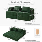 Korser Folding Convertible Sofa Bed, Corduroy Upholstered Boneless Couch - Image 2