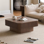 Square Coffee Table for Living Room, Fluted Drum Accent Tea Center Table - Image 3